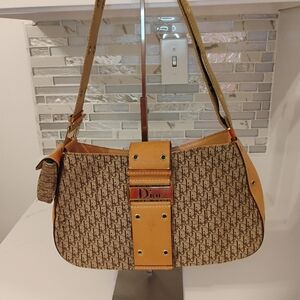 Dior Monogram Saddle Bag w/ Vachetta Leather Trim & GHW